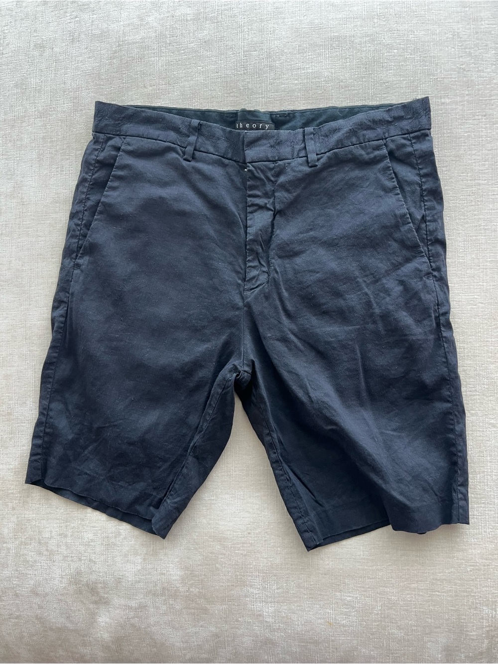 Theory Men's Navy Flat-Front Shorts